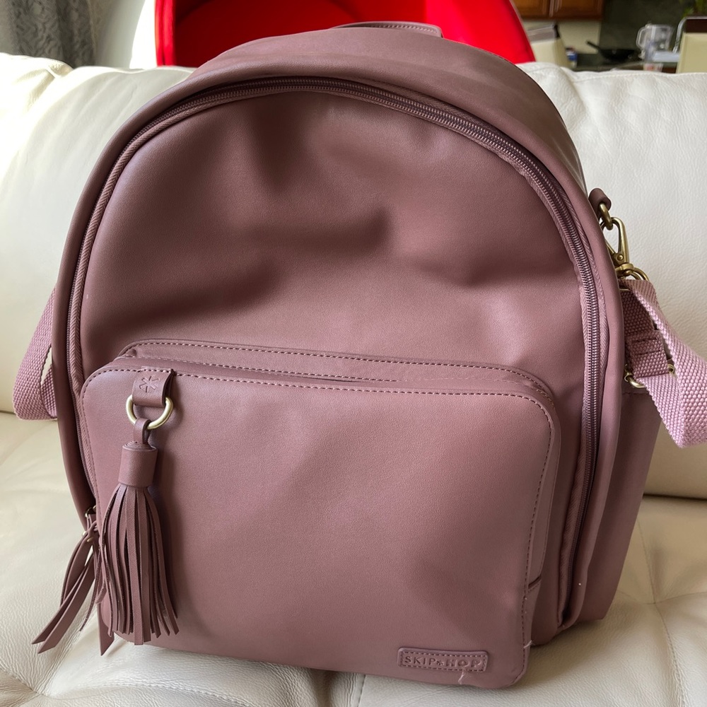 Skip Hop skiphop Greenwich simply chic dusty pink diaper bag backpack